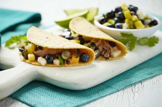 Pork Tacos With Blueberry Pineapple Salsa