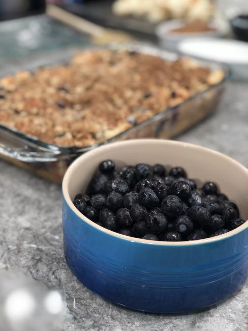 Overnight BC Blueberry Streusel French Toast Bake with BC Blueberry Maple Syrup 